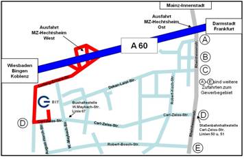 Anfahrtskizze BIT Informationssysteme GmbH Mainz